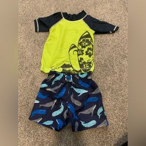 Boys 2T Swim Rashguard & Swim Trunks